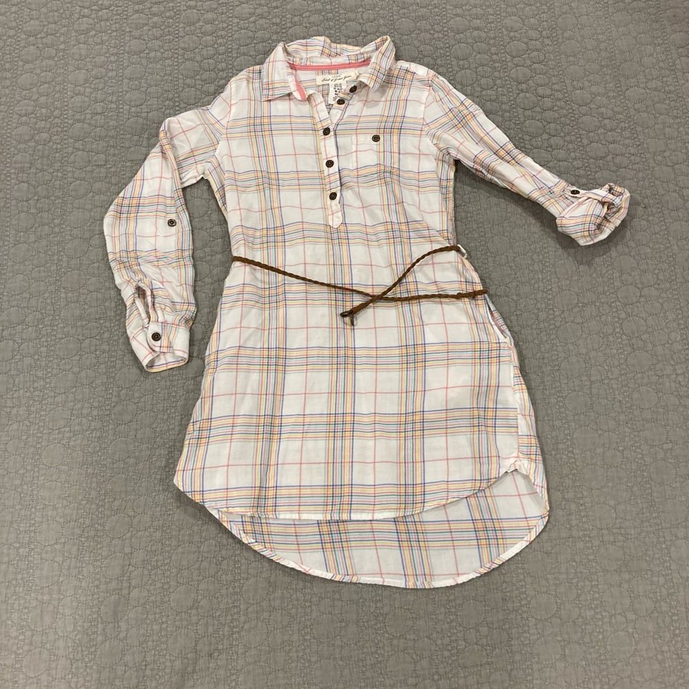 Kids plaid dress with belt ( size 9-10 )